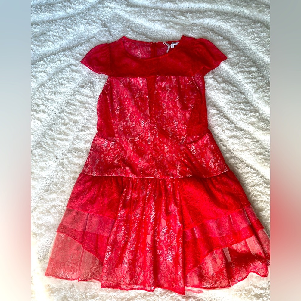 BCBGirls lace coral red dress! Size 8! Worn once
